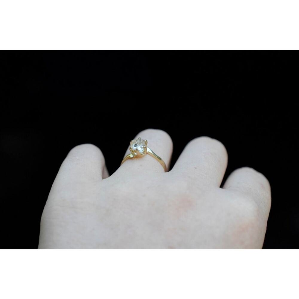 10k Solid Gold Raw Diamond Ring Engagement Ring Wedding Ring sz 7.5